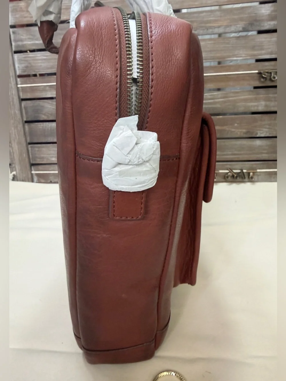 Frye Brown Leather Men's Briefcase cognac new nwt retail $458 attache